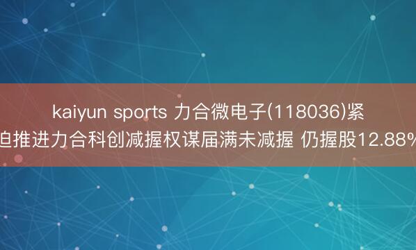 kaiyun sports 力合微电子(118036)紧迫推进力合科创减握权谋届满未减握 仍握股12.88%