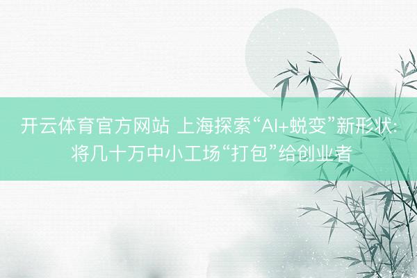 开云体育官方网站 上海探索“AI+蜕变”新形状: 将几十万中小工场“打包”给创业者